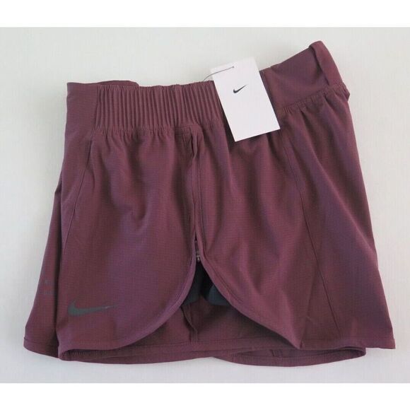 Nike DD5328 646 Women's Sz M Dark Wine/Black Dri-Fit Tempo Luxe Running Shorts - Picture 3 of 6